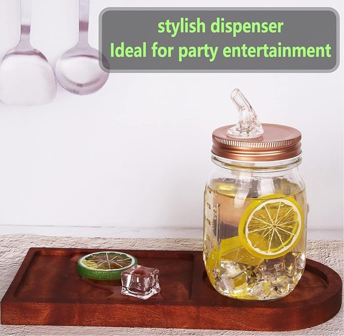 Mason Jar Pour Spout, For Spout Spouting Lid Mason Jars Regular Spout Size 70mm Dispenser Sprouting Lid Leak Proof 2 Pack + 4 Caps(rose gold) (2 rose gold)