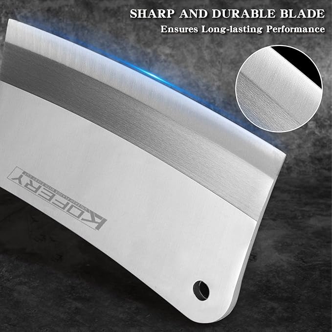 KOFERY Classic 7-inch Heavy Duty Meat Cleaver Knife - Bone Chopper for Home and Restaurant - Premium Stainless Steel Butcher's Choice