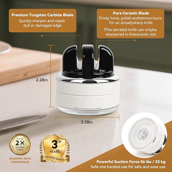 Hands Free Knife Sharpener with Suction Base Multi-Angle Pocket knives sharpene & Kitchen Knife Sharpener with Suction Base For All Knives: Chef’s, Serrated, and Hardened Steel