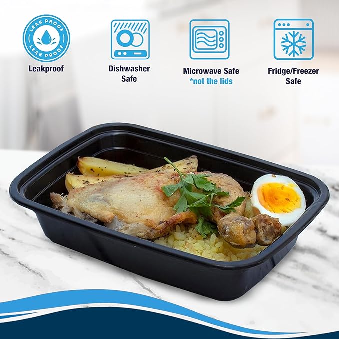 Ruthy's Outlet Meal Prep Containers W/Lids -Square Food Storage – BPA-Free| Stackable | Microwave | Freezer & Dishwasher Safe | Reusable Lunch Bento Box Portion Control & Planning (150 Pack, 12 oz)