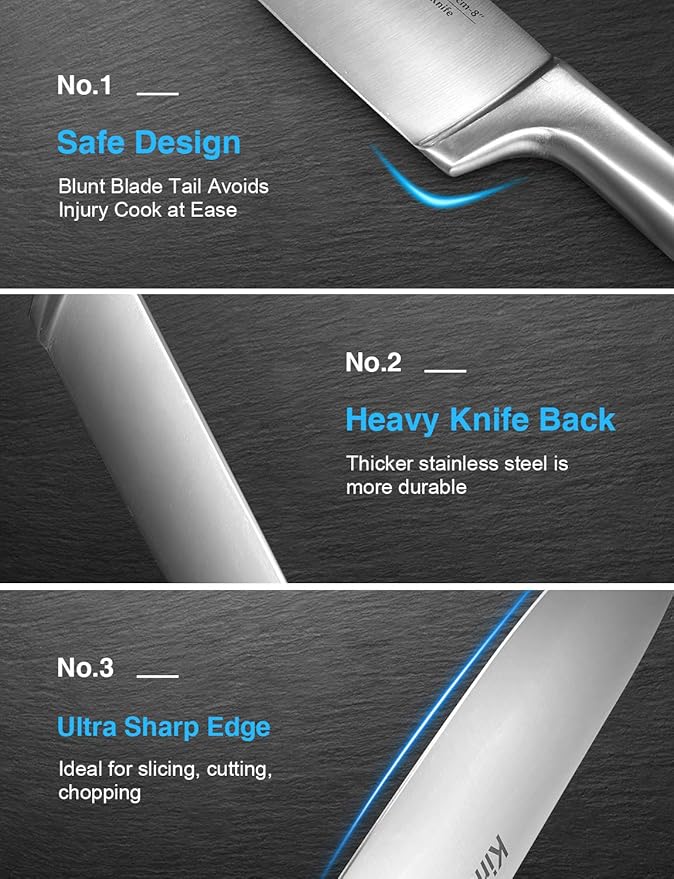 Knife Set, 14 PCS High Carbon Stainless Steel Super Sharp Kitchen Knife Set for Chef with Acrylic Stand, include Steak Knives, Sharpener and Scissors, Ergonomical Design by kincano