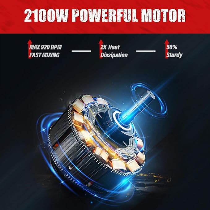 IMAYCC Cement Mixer, 2100W Electric Concrete Mixer with 6 Speed, 110V Handheld Mud Mixer for Motar,Paint, Grout, Plaster, Thinset,Fodder Stirring Tool