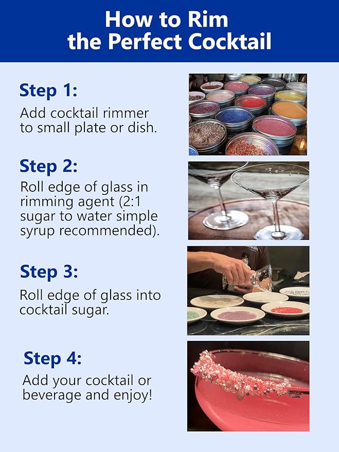 Snowy River Pink, Cocktail & Margarita Sugar Rimmer - Vibrant Color Glass Rimming Sugar with Medium Crystal Texture - 8oz