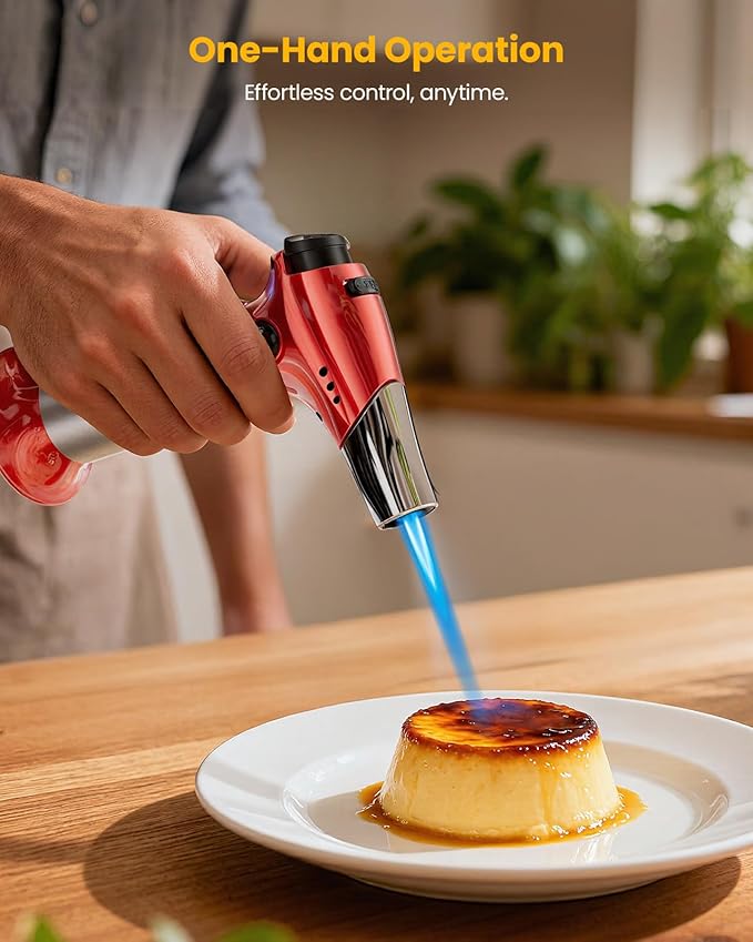 Kollea Creme Brulee Torch, Refillable Butane Torch Lighter, Kitchen Torch Food Torch with Safety Lock & Adjustable Flame for Baking, Crafts, BBQ (Gas Not Included)