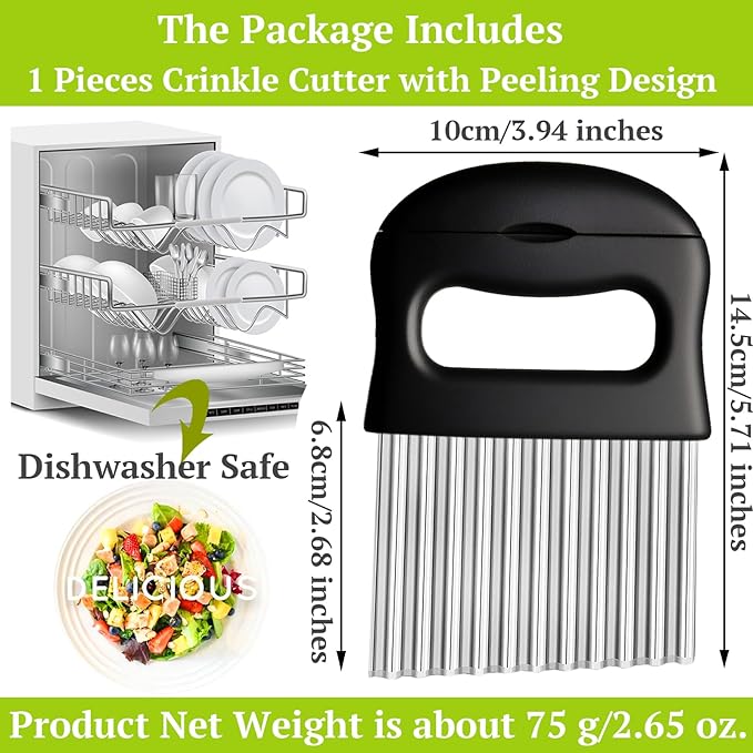 Suuker Crinkle Cutter, 2 In 1 Potato Slicer Wavy Chopper with Vegetable Peeler, Stainless Steel Wavy Slicer Crinkle Cutting Chopping Tools for Potatoes Carrot Chips and Fruits, Vegetables, Onions