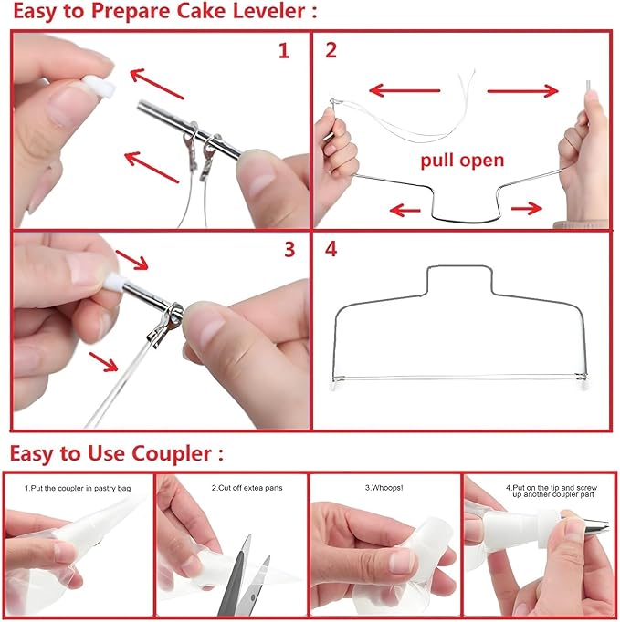 90 Pcs Cake Decorating Kit with Cake Turntable,Cake Leveler,24 Numbered Icing Piping Tips,2 Spatulas,3 Comb Scrapers,2 Couplers,5 Bag Ties and 50 Disposable Pastry Bags