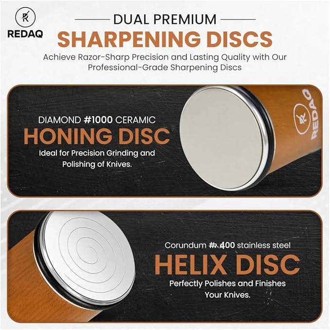 Rolling Knife Sharpener – Restore Dull Knives Quickly with 5 Magnetic Angles (12°–25°), Diamond & Corundum Discs, Safe, Stable and Easy for Home & Professional Chefs
