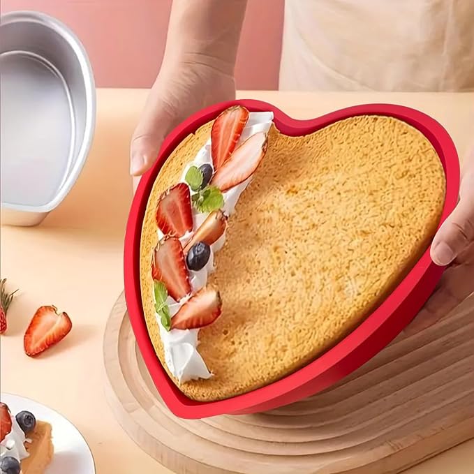 Heart Shaped Cake Pans, 3pcs 8 Inch Silicone Cake Pan for Baking, Heart Molds Silicone Non-Stick Quick Release Suitable, Easy Clean