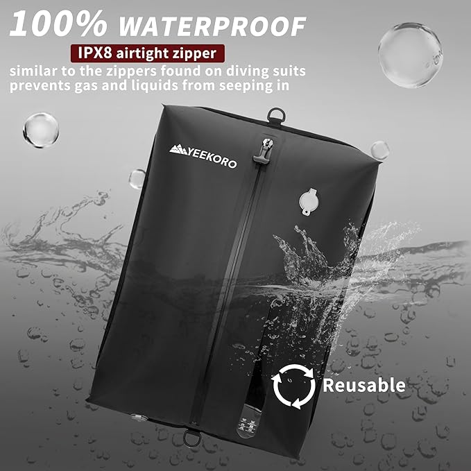 Vacuum Bag for Travel, Professional IPX8 Waterproof Reusable Vacuum Compression Bags for Travel Suitcases, Durable Space Saver Bag(2 Large,No Pump)