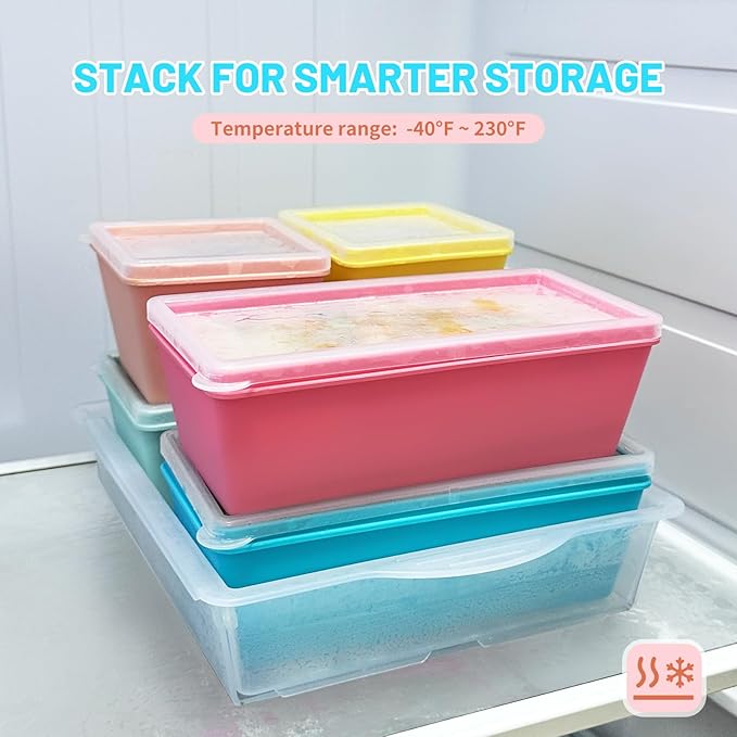 Gemice BPA-Free Silicone Freezer Molds with Base, Individual 6-Pack 1-Cup & 2-Cup Portion Soup Cubes Freezer Tray with Lids for Food Storage, Dishwasher Safe, Silicone Freezer Containers for Meal Prep