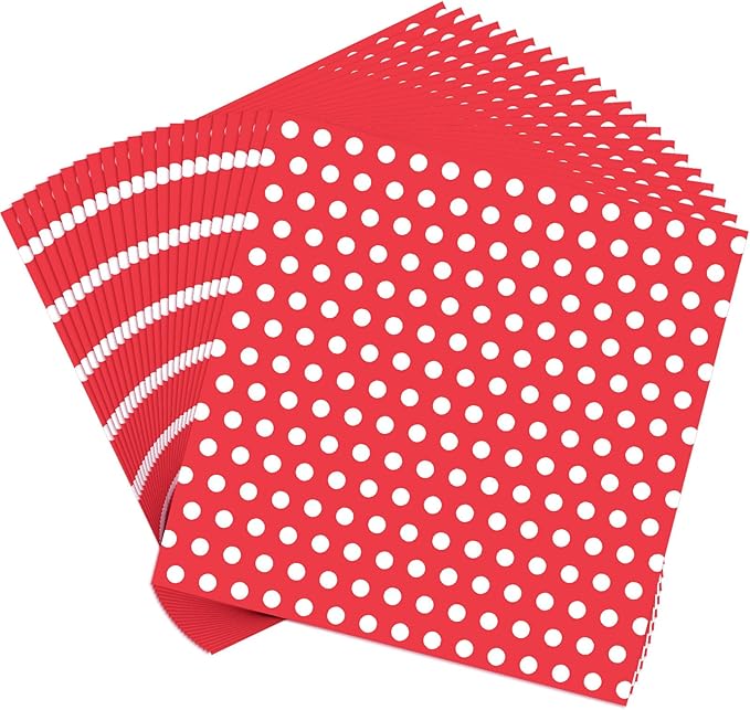 Fulmoon 300 Sheets Waxed Deli Paper Sheets for Food 12 x 12 Inch Polka Dot Dry Wax Paper Greaseproof Food Basket Liners Sandwich Wraps for Wrapping Bread Baking BBQ Picnic Party (Red)