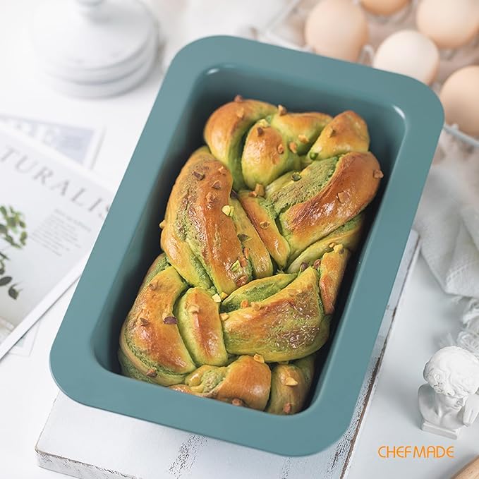CHEFMADE Bread Loaf Pan, 9.6" x 5.3" Nonstick Meatloaf Pan, Bakeware for Oven Baking，Homemade Bread （Green）