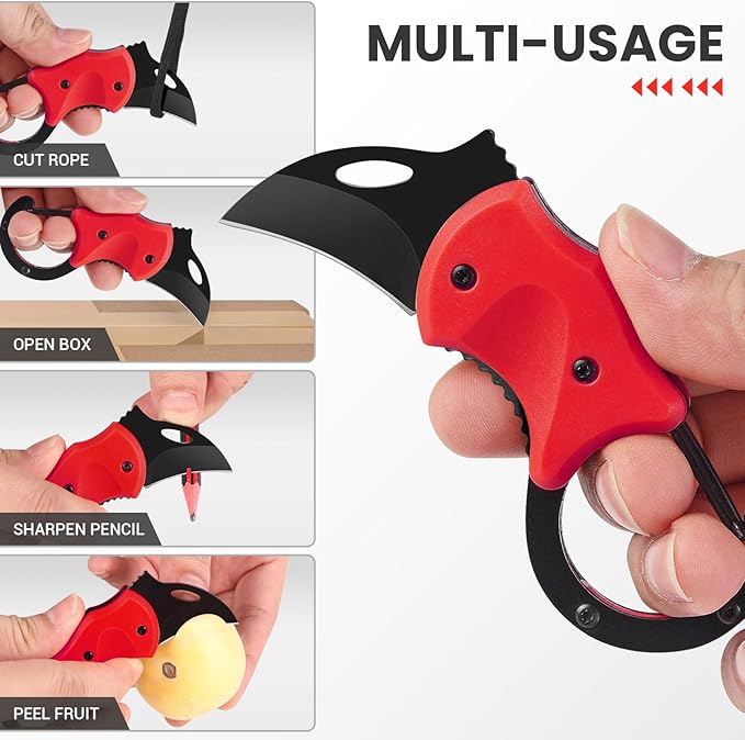 Cool Folding Knife Box Cutter, Small Pocket Knife for Men with 1.34 inch Sharp Blade, EDC Knives Tool for Everyday Carry, Great Gift for Women Men (Red)