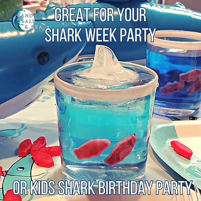 Silicone Shark Fin Ice Cube Tray, 100% Food Grade, BPA-Free Sharkweek Shark Gifts, Dishwasher Safe Silicone, Shark Party or Birthday Gift, Upright-Floating Fin Ice Mold