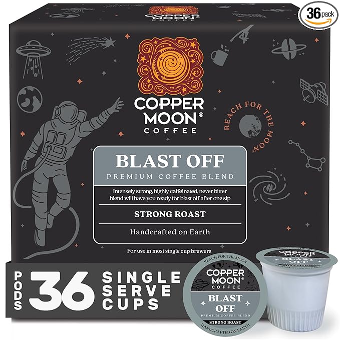 Copper Moon Single Serve Coffee Pods for Keurig K-Cup Brewers, Strong Roast, Blast Off Blend, 36 Count