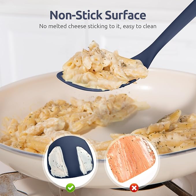 U-Taste 600ºF Heat Resistant Wok Spatula: 13.76" Long, 3.63" Wide Silicone Cooking Tools with Flexible Edge & Sturdy Core, for Kitchen Stir Fry, Serving, Scoop, Non-Stick Pan, Cast Iron -Midnight Blue