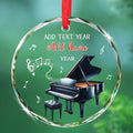 Personalized Piano Player Xmas Ornament Glass 2025, Piano Christmas Keepsake Gifts for Music Teacher Pianist, Musical Instrument Christmas Tree Decorations, Custom Text & Name Pianist Glass Ornament