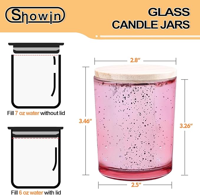 Thick Candle Jars for Making Candles 16 Pcs, 7 OZ Empty Jars with Wood Lids for Candle Making, Sample Container, Rose Pink