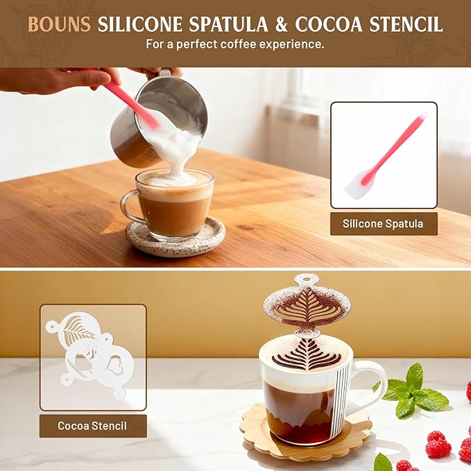 Milk Frother Handheld, Rechargeable Coffee Frother Wand with Stand, Electric Frother for Lattes, Cappuccinos, Matcha, Drinks, Espumador de Leche Electrico