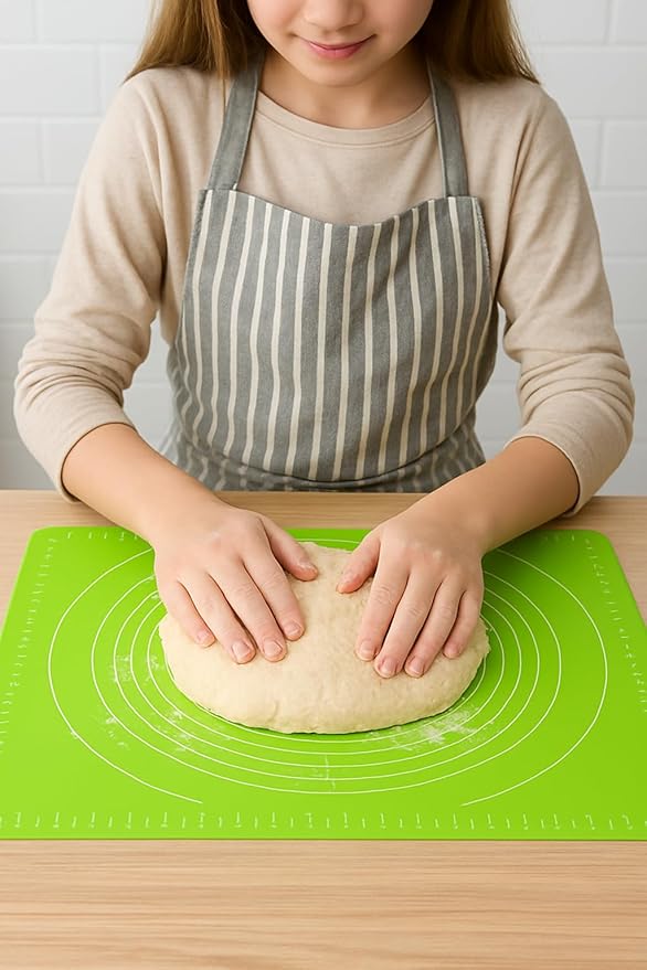 Silicone Baking Set with Silicone Baking Mat (12” x 16”) and 10 Standard Cupcake Liners (2.7” Reusable Muffin Cups) – Nonstick Pastry Mat for Rolling Dough, Oven Safe, BPA Free, Easy to Clean