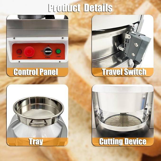 Electric Automatic Dough Divider 36pcs, Commercial Dough Dividing Cutting Machine, Stainless Steel Dough Cutter for Bakery, Pizzeria, 110V