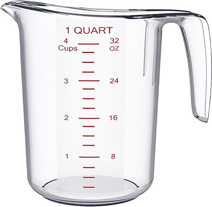 DaYammi 4-Cup Plastic Measuring Cups 1-Piece, Food-Grade Measuring Cup for Dishwasher, Liquid Measuring Cups for Baking, Cooking, Prepping, Pitcher with Readable Markings, Clear