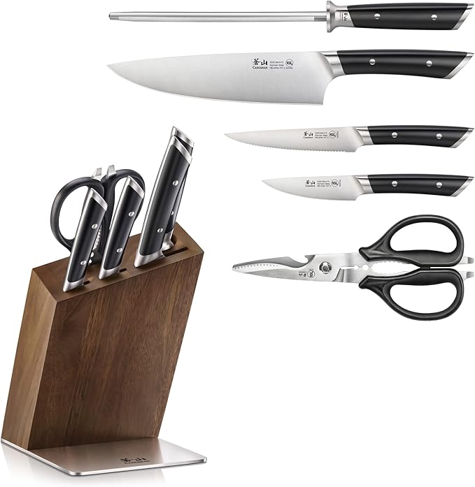 Cangshan HELENA Series German Steel Forged, HUA Knife Block Set (6-Piece, Black)