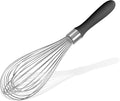 18/8 Stainless Steel Balloon Whisk, Doosu Kitchen Whisk for Cooking Handheld Egg Beater with Rust-Proof Sturdy Wires & Non-Slip Silicone Handle for Beating, Stirring, Blending (12 Wires, Black)