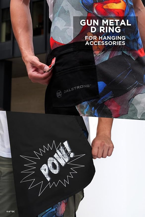 Dalstrong Chef Kitchen Apron - DC Superman™ Man of Steel Edition - Premium Cotton & Nylon Straps - 2 Pockets - Steel Hangloops-Unique Size Fit for All - Stain Resistant