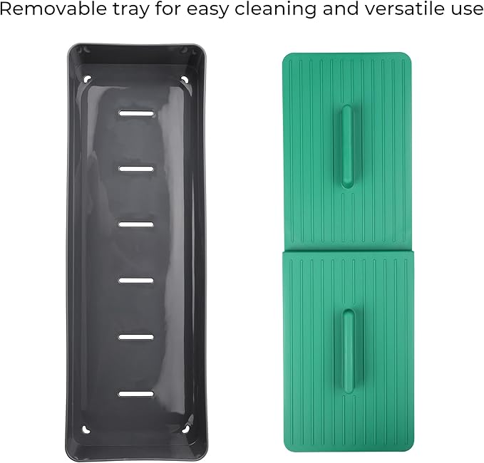 Linoroso Silverware Drawer Organizer with 4 Compartments, Adjustable, BPA Free, Silverware Drawer Organizer - Green