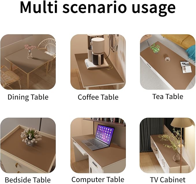 Leather Desk Mat,1.8mm Thick,12x60 Inch Desk Cover,Gold Desk Mat,Desk Protector Mat,Dresser Cover Top,Dresser Top Cover,Dresser Top Protector(Mud Color+Champagne Gold,12×60)