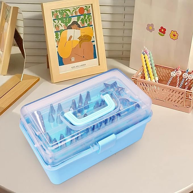13 Inch Cake Decorating Storage Case, Suitable for Storing Baking Supplies (NOT INCLUDED), Blue