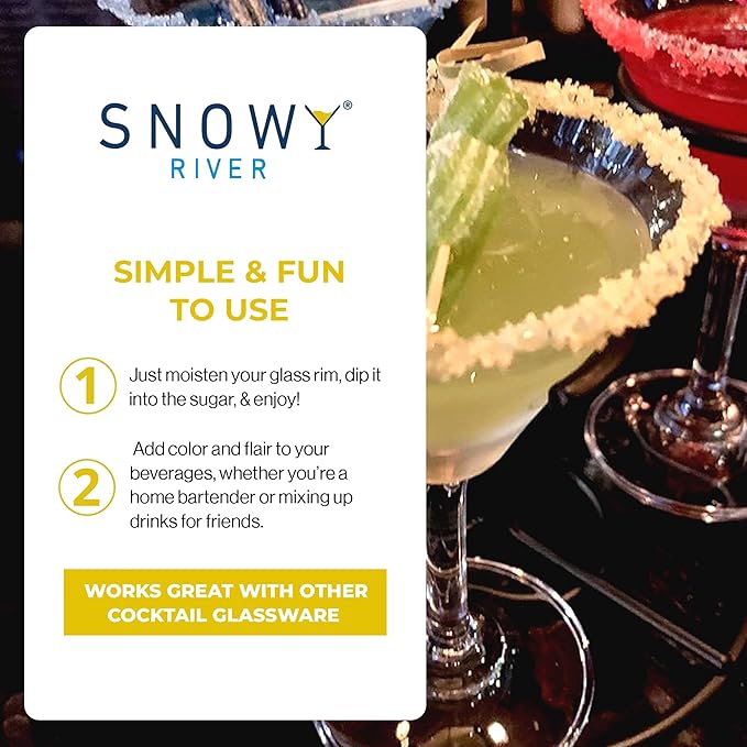 Snowy River Yellow, Cocktail & Margarita Sugar Rimmer - Vibrant Naturally Colored Sugar for Cocktail Rimming, Baking & Decorating, Medium Crystal - 80oz