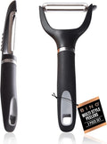 BINO Stainless Steel 2-Piece Peeler Set - Dark Grey | 1-Piece Y-Shaped + 1-Piece Swivel l Multifunctional Kitchen Grip Peelers | Fruits & Vegetables Peelers | Hand Peelers | Kitchen & Cooking Prep