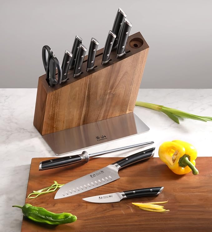 Cangshan HELENA Series German Steel Forged, HUA Knife Block Set (12-Piece, Black)