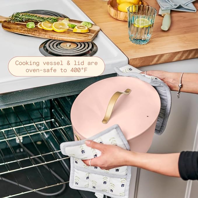Beautiful 10-in-1 6Qt Electric Multi-Cooker with 7 Presets, Oven-Safe Pot & Lid, Sauté, Steam, Slow Cook, Slow Cooker, Simmer, Rice & More – Touch Display, Dishwasher Safe, Serves Up to 7 (Rose)