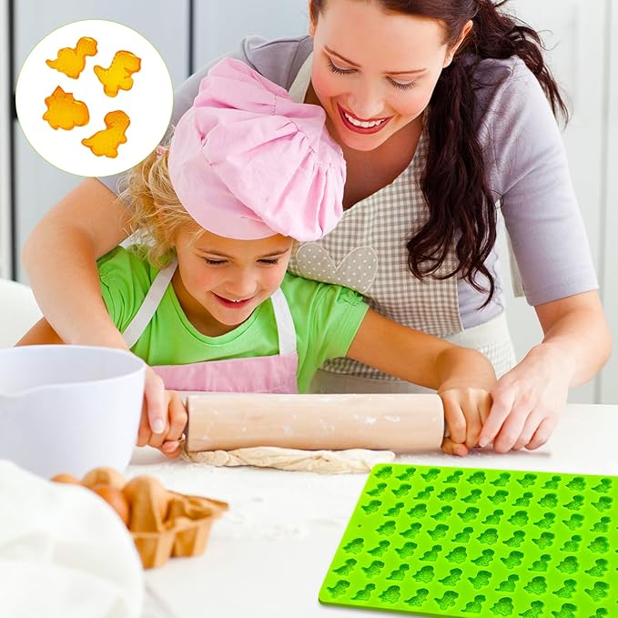2 PCS Gummy Dinosaur Candy Molds Silicone, 152 Cavity Dinosaur Mini Silicone Mold for Chocolate, Fondant, Candy, Biscuits, Cookie, Jelly,Ice Cube and Dog Training Commands Concept