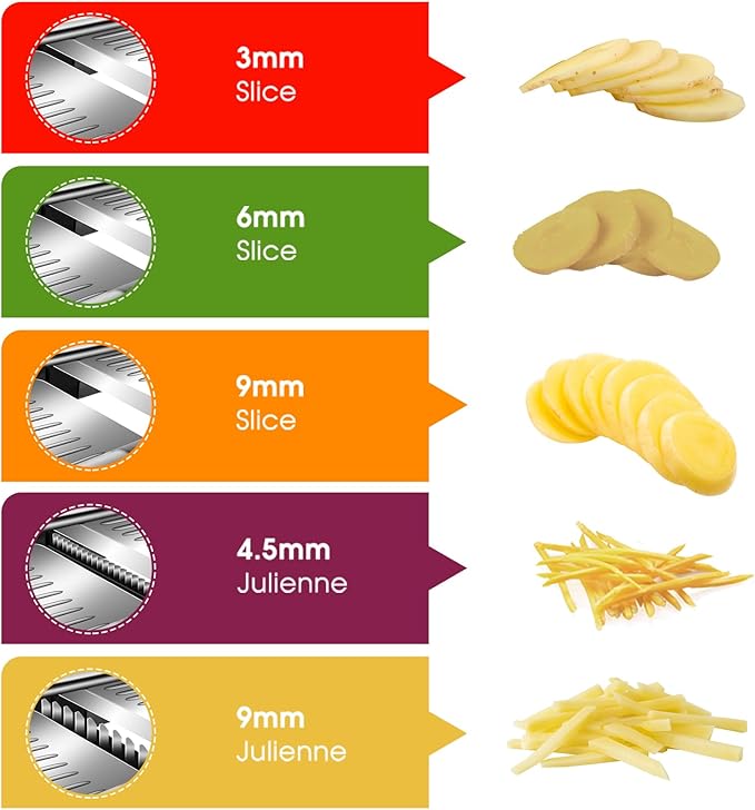MASTERTOP Mandoline Slicer Adjustable Stainless Steel Food Slicer for Kitchen Vegetable Onion Potato Fruit French Fry Cutter Potato Chip Julienne Slicers with Cut Resistant Gloves