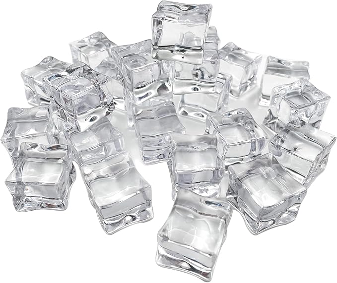 Fake Ice Cubes, 30 mm 25 PCS Artificial Acrylic Crystal Diamonds for Vase Fillers,Table Scatter, Party Favor, Wedding Decoration, Photography Props, Food Display, DIY crafts