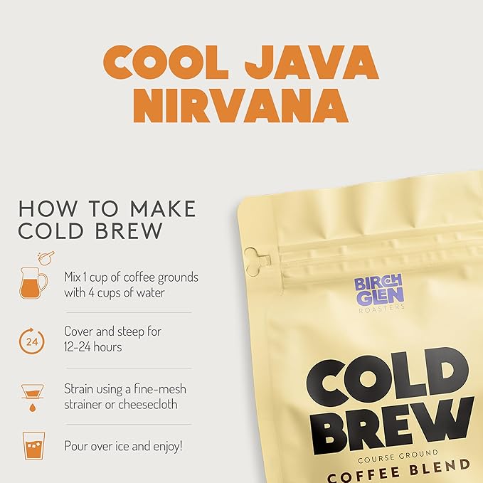 Birch Glen Roasters Cold Brew Coffee | Flavored Coarse Ground Coffee | Medium Roast | Artisanal Roasting | 100% Arabica |1 LB Bag | Snickerdoodle