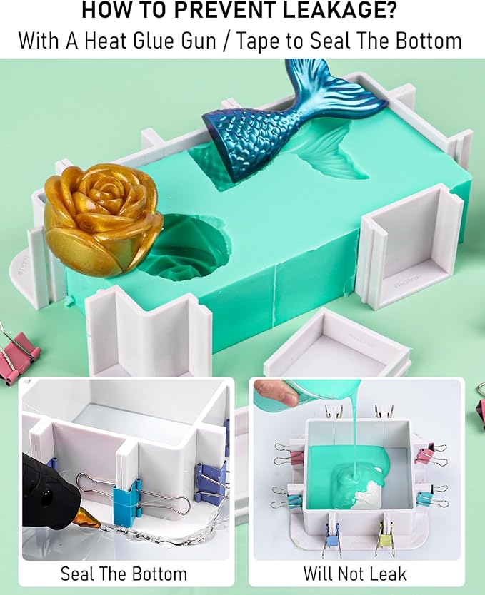 Nicpro 74oz Silicone Mold Making Kit, 20A Platinum Liquid Silicone Rubber, Jade Green Flexible, Silicone Molds Maker Mix Ratio 1:1 for Casting 3D Resins Molds DIY with Molds Housing, Mixing Cups