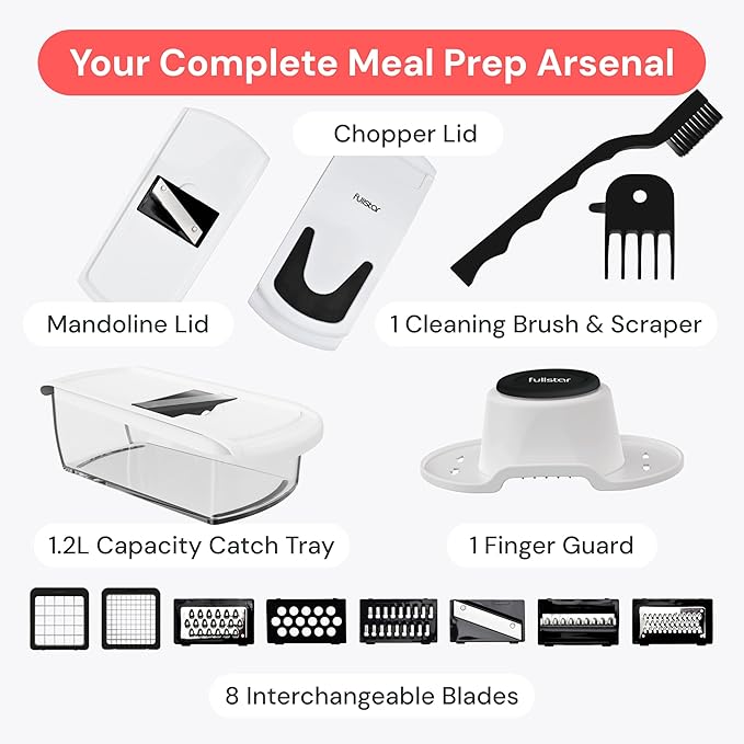 Fullstar The Original Pro Chopper - Vegetable Chopper and Spiralizer, Food Chopper with Container, Fruit Slicer, Kitchen Gadgets & Accessories, Home Essentials (8 in 1, Black)