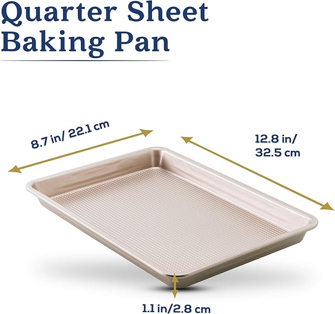 Ultra Cuisine Nonstick Quarter Sheet 13 +cookie sheets Baking Pan - Warp - Scratch Resistant - Texture for Easy Food Release - Durable Carbon Steel Design - Professional Quality 9 x 13 Baking Pan
