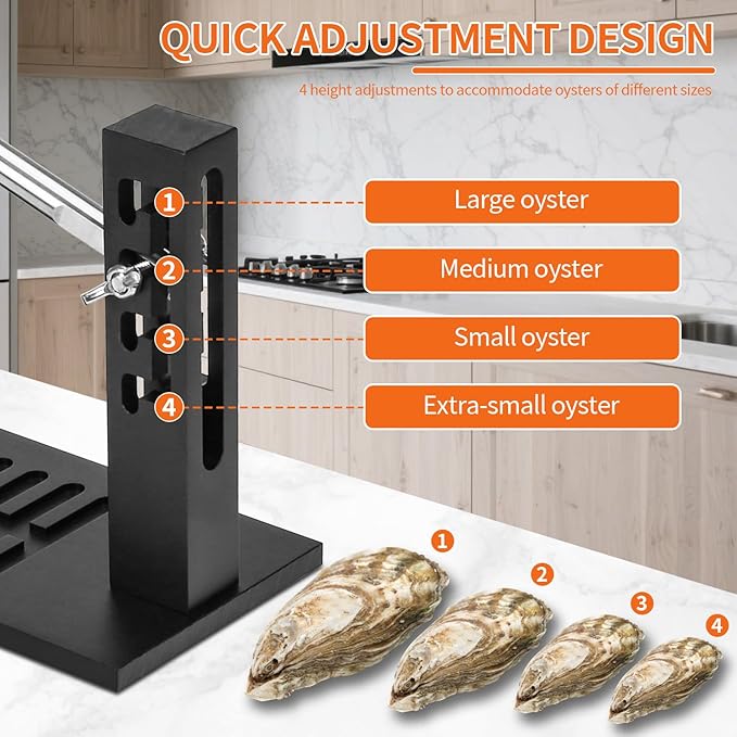 Stainless Steel Oyster Clam Opener Machine,Oyster Shucker Tool,Adjustable Oyster Opener Tool,Including Knives, Gloves and G-Clip,Suitable for Seafood Tools for Hotel, Family and Buffet