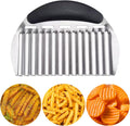 JAYVAR Large Crinkle Cutter French Fry Cutter, Large Crinkle Potato Slicer Wavy Chopper, Stainless Steel Wavy Slicer Crinkle Cutting Chopping Tools with Handle for Carrot Vegetable