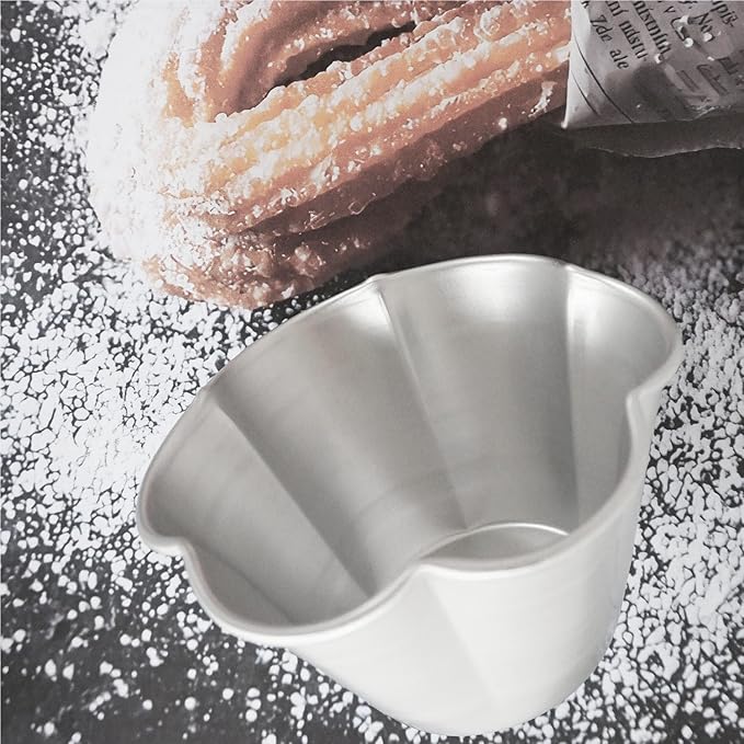 Aluminum Muffin Pans, Flower Shape Deep Egg Tart Mold, Jello Pudding Cup Molds, Baking Cupcake, Tartlets, 3.7" x 2" x 2.2" - 6 Pack
