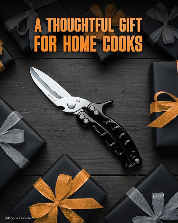 Poultry Shears Heavy Duty Professional, Kitchen Shears for Food, Kitchen Scissors Heavy Duty, Food & Meat Scissors, Dishwasher Safe Chicken Cutters. Spring Loaded, Black