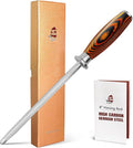 TUO Honing Rod, Sharpening Steel with Larger Diameter for Kitchen Knife Daily Sharpening Maintenance, High Carbon Steel Knife Sharpener Rod, Ergonomic Handle, 8 inch