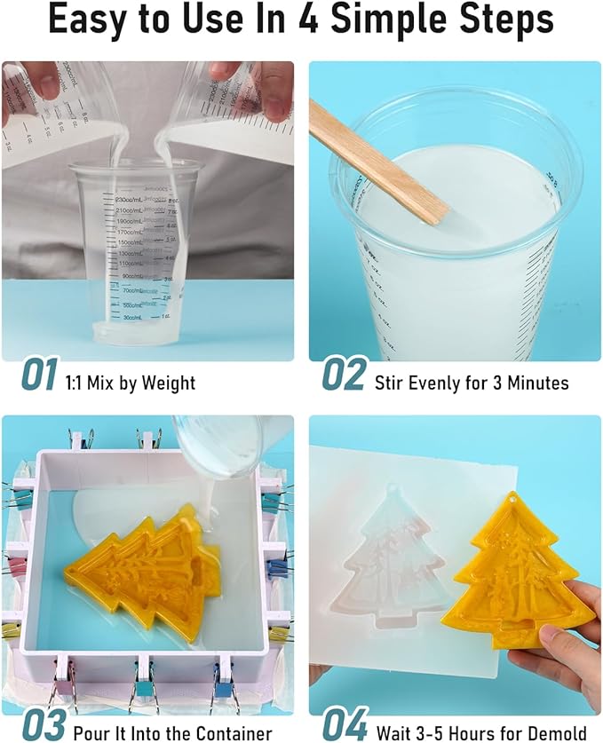 Nicpro 74oz Silicone Mold Making Kit, 15A Platinum Liquid Silicone Rubber, Jade Green Flexible, Silicone Molds Maker Mix Ratio 1:1 for Casting 3D Resins Molds DIY with Molds Housing, Mixing Cups
