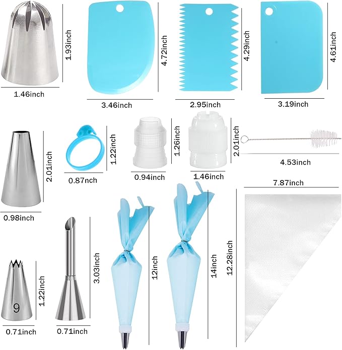 Piping Bags and Tips Set - 50Pcs Cake Decorating Supplies Kit with Icing Frosting Nozzles,Icing Scrapers,Reusable & Disposable Pastry Bags - Baking Tools for Cookies,Cupcakes Cake Decorating